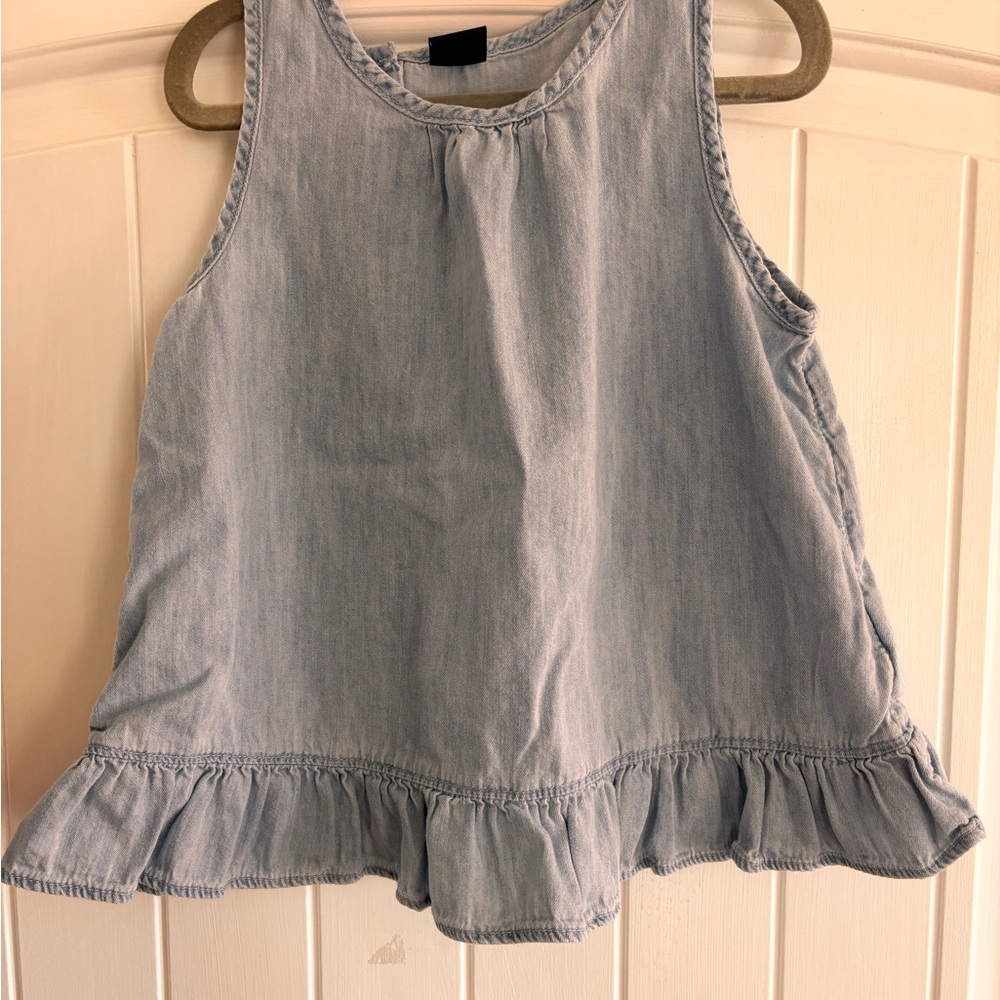 Denim Sleeveless Ruffle Hem Top